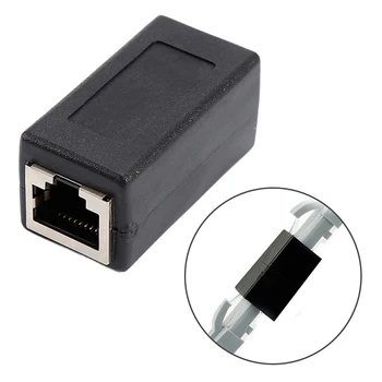 Konektor Rj45 Siete Dual-Pass Mini Black Sieťový Konektor Samica Žien Ethernet LAN Adaptér Extender