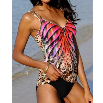 2020 Nové Letné Ženy Tankiny Plavky Prekladané Bikini Vintage Dva Kusy Plavky S Push Up Plavky Obväz Letné Plážové Oblečenie