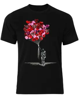 Láska Balóny Valentine Červené Ružové Banksy Graffiti, Street Art Muži T-shirt AM34 Cartoon t shirt mužov Unisex Nové Módne tričko