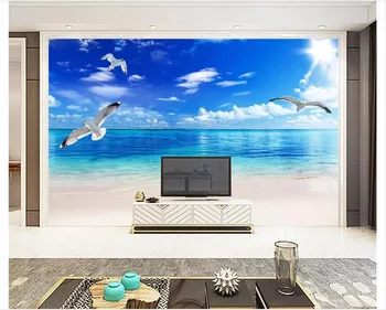 Vlastné foto tapety 3d tapety na steny 3 d Beach, more, krajiny nástenná maľba pozadia na stenu lístkov pre obývacej miestnosti dekorácie