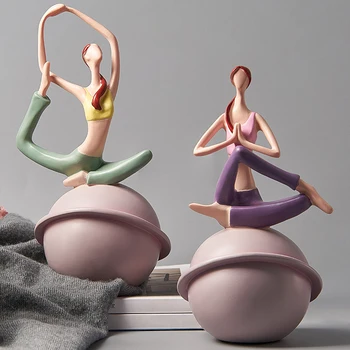 Yoga Studio Dekorácia Kawaii Jogy Figúrky Nordic Domov Socha Bábiky Živice Jogy Krásy Dievčatá Svadobné Remesiel Darček