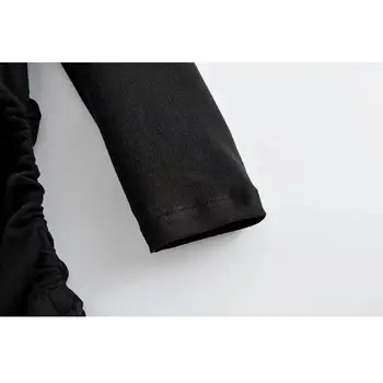 2019 Módne čierne mimo rameno šaty žien vintage Šnúrkou sexy mini šaty streetwear bežné dlhý rukáv kórejský šaty jeseň