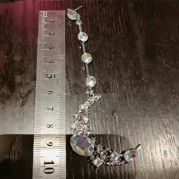 Nový kórejský Svieti Crystal Mesiac Asymetrický Príveskom Elegantné Náušnice pre Ženy Módne Náušnice Šperky, Doplnky, Darčeky