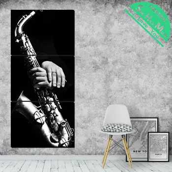 3 Kus Saxofón Moderné Nástenné Maľby Plagáty a Vytlačí Obrázok Plátno na Maľovanie Zarámované Dekoratívne Obrázky na Obývacia Izba