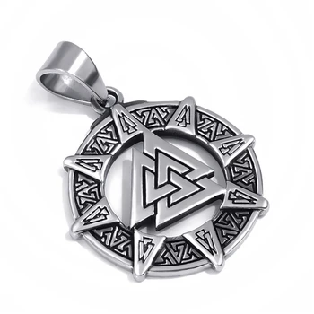 Mens Nehrdzavejúcej Ocele Reťazca Viking Valknut Odin je Severanov Bojovník Prívesok s 20-26 palec Box Náhrdelník Šperky