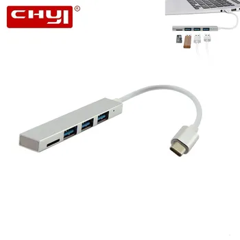 CHYI 4 V 1 Rozbočovač USB 3.0 TF Kariet Typu-C Rozhranie Hi-speed 4 Porty USB Rozbočovače Multi-port Adaptéra Pamäťovej Karty TF Konektor