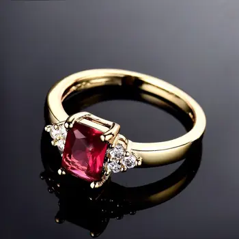 Móda Infinity Gold-Farba Krúžky Zásnubný Prsteň Radiant Čierny Krúžok Zirkón Crystal Ženy Ruby Čierny Achát Výročie Šperky