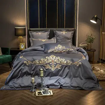 100S Egyptskej Bavlny Luxusné Kráľ Queen size Bed list nastaviť Bedlinen Výšivky posteľná bielizeň nastaviť Posteľ nastaviť Perinu Svadobné Dary
