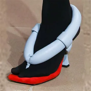 2021 Nové Námestie Prst Ženy Sandále 7 CM Vysoký Podpätok Topánky Žena Flip Flops Ženy Čerpadlá Prom Šaty, Topánky Gladiator Sandál Veľká Veľkosť