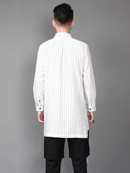 M-XL! Jar nový príliv mužov kontrast, farebné pruhované tričko muž kaderníčky British Slim šitie dlho, dlho puzdre tričko.