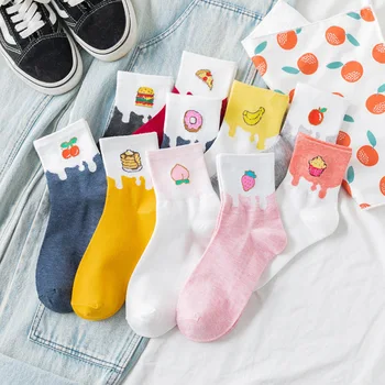 Ovocie Tlač Ženy Ponožky Bavlna Roztomilý Vtipné Krátke Ponožky Potravín Vzorované Priedušná Umenie Členkové Ponožky Lumbálna Športový Japonskej Módy