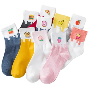 Ovocie Tlač Ženy Ponožky Bavlna Roztomilý Vtipné Krátke Ponožky Potravín Vzorované Priedušná Umenie Členkové Ponožky Lumbálna Športový Japonskej Módy