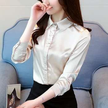 Ženy Hodváb Tričko Elegantné Ženy Saténové Blúzky, Košele Blusas Mujer De Moda 2019 Kórejský Módne Ženy Hodvábne Blúzky Tričko Plus Veľkosť