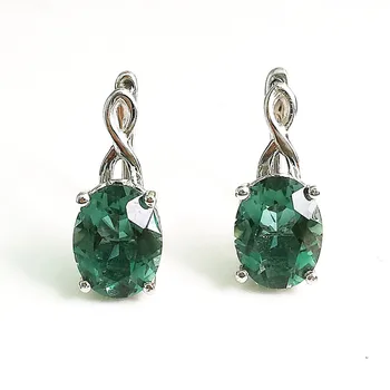 Horčík Jemné Šperky zelená quartz oválne drahokam stud náušnice 925 sterling silver pre ženy 2020 strany najlepšie Elegantné Šperky box