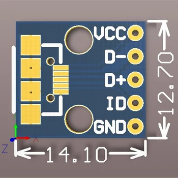 5 ks 1,5 x 1,3 x 0.4 cm Ženské MICRO USB na DIP Adaptér Doska S 5 ks 5-Pin Pinboard 2.54 mm micro USB typ