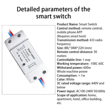433 RF on-off smart switch 110-220V zariadenie Bezdrôtový Prijímač Diaľkového Ovládania Spínača Smart home Úprava Diaľkové Ovládanie Spínača