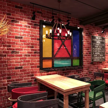 3D Nostalgické Retro Tehlová Červená Tehla Tapety Čínskej Reštaurácii s Oblečením Pozadí Steny Tehla Tehla Tapety