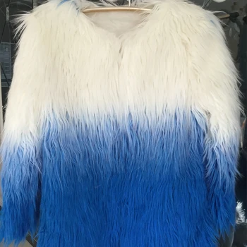 NECH-NASTAVENIE Umelú kožušinu nové jesenné a zimné dámske umelú kožušinu kabát dlhý rukáv kabát