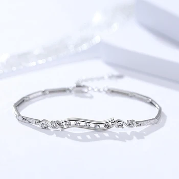 Skutočné S925 mincový striebro šperky dámske kórejský módne mikro-nastavenie zirkón luxusný náramok