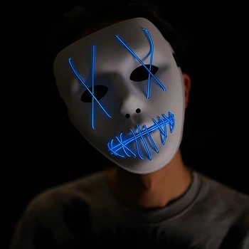 Muži Neon Masku na Tvár LED Svetlo, až Cosplay Masky Na Tvár Fashion Ženy Halloween Kostýmy, Rekvizity Masques