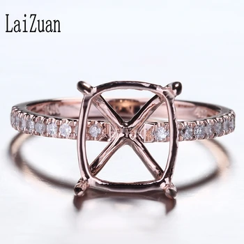 LaiZuan 10x9mm Vankúš Pevné 10k Rose Gold 0,2 ct Skutočného Prírodného Diamantu Zapojenie Semi Mount Krúžok Nastavenie Ženy Módne Šperky
