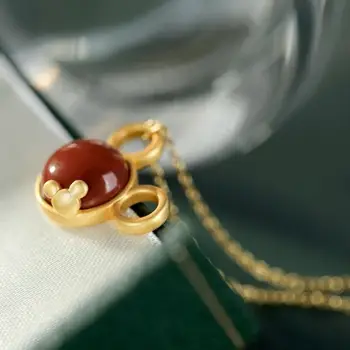 Nové original smalt porcelánu craftPendant Náhrdelník Čínskom štýle retro jedinečné antické zlato plavidlá ženy značky šperky