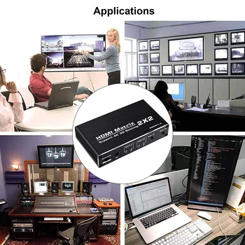 Vysoká Rýchlosť Prepínač 2 2 výstup Video S Diaľkovým ovládaním HDCP1.4 3D 2x2 Matice Prenosné Home Office Splitter 4k 1080p 60hz