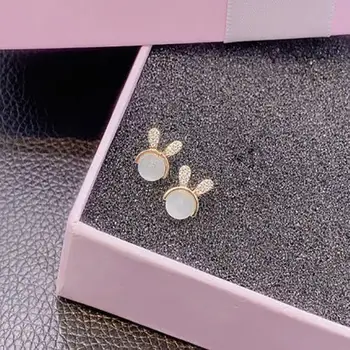 Nový, originálny dizajn prírodných chalcedony diamond bunny náušnice romantické, roztomilý, čerstvé a očarujúce dievča šperky