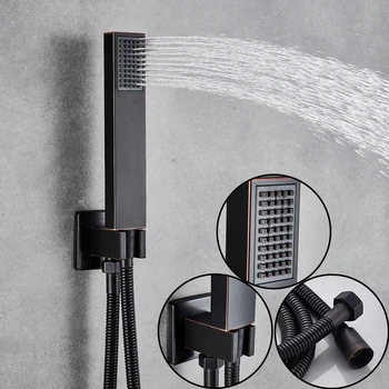 Veľkoobchod A Maloobchod v Súčasnej Olej Trela Bronz LED Vodopád & Zrážok Sprchové Batérie, 3 Spôsoby ako zvukový Pult Ventil W/ Ručné Sprchy