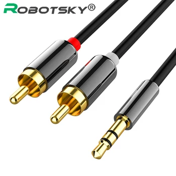 Robotsky Audio Kábel 2RCA na 3,5 Auto Audio Kábel RCA, 3.5 mm Jack Samec na Male RCA AUX Kábel pre Zosilňovač Telefónne Slúchadlá Reproduktor