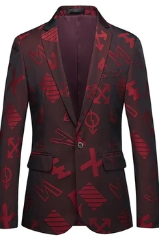 Muži Sako Štyri ročné obdobia New Slim Fit Plus Veľkosť 5XL 6XL Blejzre Červený Tlač Módne Mládež Business Bežné Formálne oblečenie Sako Mužov