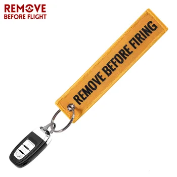 Módne Šperky Reťazca Keychain pre hasičov Žltá ODSTRÁNIŤ PRED STREĽBY Keychain Výšivky Tlačidlo Krúžky Vlastné príveskom