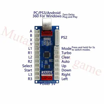 4 V 1 Arcade led ovládač pre PS3/PS2/PC/Xbox 360 pre systém windows USB Arcade Ovládač USB Encoder doska K PC Arcade ovládač