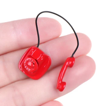1:12 Domček Pre Bábiky Miniatúrne Staromódnou Vintage Telefón Telefón Čierne Biele, Ružové A Červené
