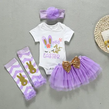 Veľkonočné Deň Novorodenca Baby Girl Clotthes Veľkonočné Králik Bunny Romper Kombinézu Tutu Skit Nastaviť Letné detské oblečenie