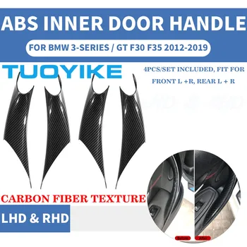 4PCS Auto Styling Interiérové Dvere Panel Rukoväť Vnútorné Vytiahnite Ochranný Kryt, Trim Uhlíkových Vlákien Pre BMW 3/GT 4 Série F30 F35 2013-19