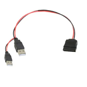 Dvojitý USB na SATA 15 Kolíkový Adaptér Napájací Kábel pre 2.5 SATA Pevný Disk Vysoká Kvalita Za Nízku Cenu