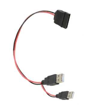 Dvojitý USB na SATA 15 Kolíkový Adaptér Napájací Kábel pre 2.5 SATA Pevný Disk Vysoká Kvalita Za Nízku Cenu
