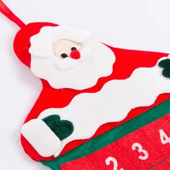 ZZ-Vianoce 24 Deň Visí Adventný Kalendár Červený A Biely Santa Claus Dizajn Non-Tkané Vianočné Odpočítavanie Dekorácie