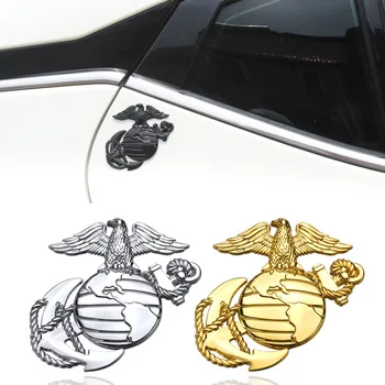 1x Auto nálepky World Marine Insígnie 3D kovové insígnie Eagle gun metal chrome veterán vonkajšie vojenské auto diely