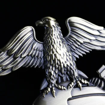 1x Auto nálepky World Marine Insígnie 3D kovové insígnie Eagle gun metal chrome veterán vonkajšie vojenské auto diely
