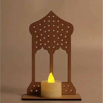 Domáce Dekorácie Malý Darček Pre Priateľov LED Drevená Plaketa Moon Star Eid Mubarak Ramadánu Ornament Moslimských Dekor Prívesok