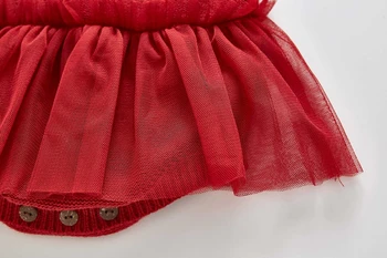 Móda Baby Dievčatá Pletené Oblečenie Sladké Červené Oka Šaty Novorodenca Popruh Sveter Vesta Kombinézach Batoľa Princezná Oblečenie Pre Party