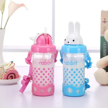 240ml Rabbite Dieťa Kŕmenie Fľaša so slamkou BPA Free Deti sa Učia Kŕmenie Pitie Fľaša s držiakom Fľaša na Vodu Deti