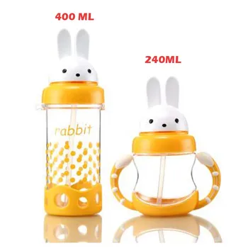 240ml Rabbite Dieťa Kŕmenie Fľaša so slamkou BPA Free Deti sa Učia Kŕmenie Pitie Fľaša s držiakom Fľaša na Vodu Deti