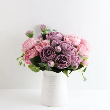 Štýl Malé Množstvo Rastlín, Vázy, Dekorácie Domov Umelé Rastliny Izba Dekor Ruže Umelé Fower Falošné Kvety Domov Svadbu