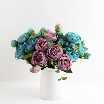 Štýl Malé Množstvo Rastlín, Vázy, Dekorácie Domov Umelé Rastliny Izba Dekor Ruže Umelé Fower Falošné Kvety Domov Svadbu