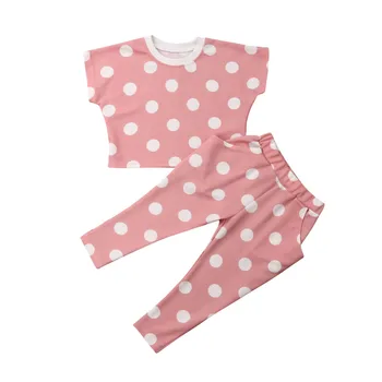 2-6Years 2KS Batoľa Detský Baby Girl Letné Oblečenie Kvetinový/Dot Topy+Dlhé Nohavice, Oblečenie