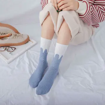 Ponožky Ženy Bavlna Elegantný Vzor, Patchwork Koberčeky Prúžok Multi-farba Modrá Khaki Biela Posádky Ponožky Retro Vintage Sox Žena Soks