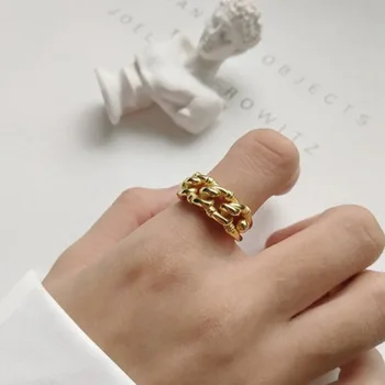 SRCOI Dvojvrstvové Twist Zlatá Farba Kovu Duté Otvorte Nastaviteľné Prst Prsteň 2020 Nový Vintage Módy Jednoduché Krúžok Žien Šperky